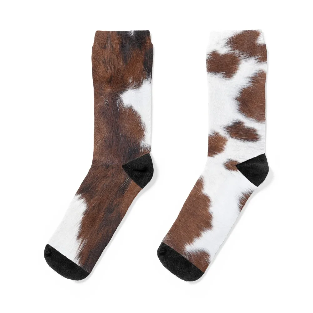 

Cow Hide Brown & White Socks gym Stockings compression hiking kawaii Designer Man Socks Women's