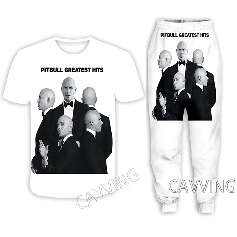 

Rapper Pitbull 3D Print Casual T-shirt + Pants Jogging Pants Trousers Suit Clothes Women/ Men's Sets Suit Clothes