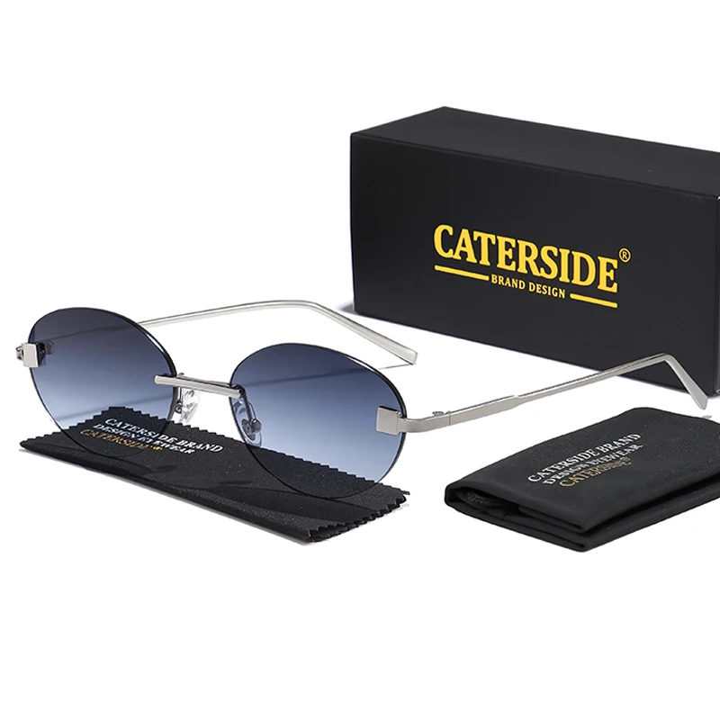 

CATERSIDE Fashion Simple Sunglasses Man Gradient Rimless Vintage Design Sun Glasses Outdoor Sports Party Vacation Travel Driving