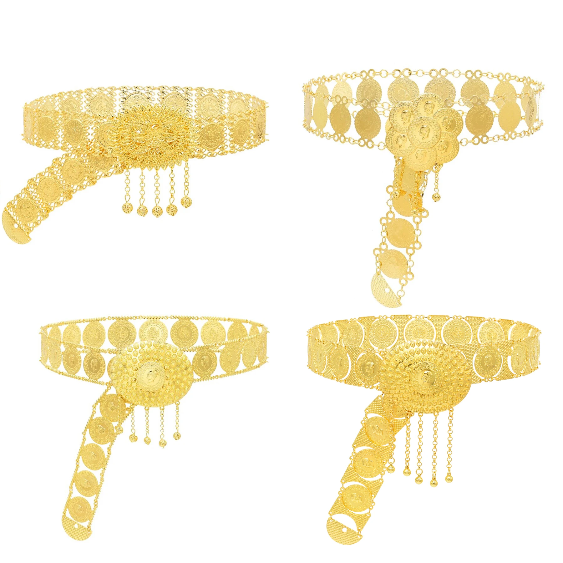 فاخر الذهب اللون طبقة واحدة عملة حزام الخصر البطن سلاسل أنيقة العربية الهند العرقية العروس حفل زفاف مجوهرات للجسم الإكسسوار #1