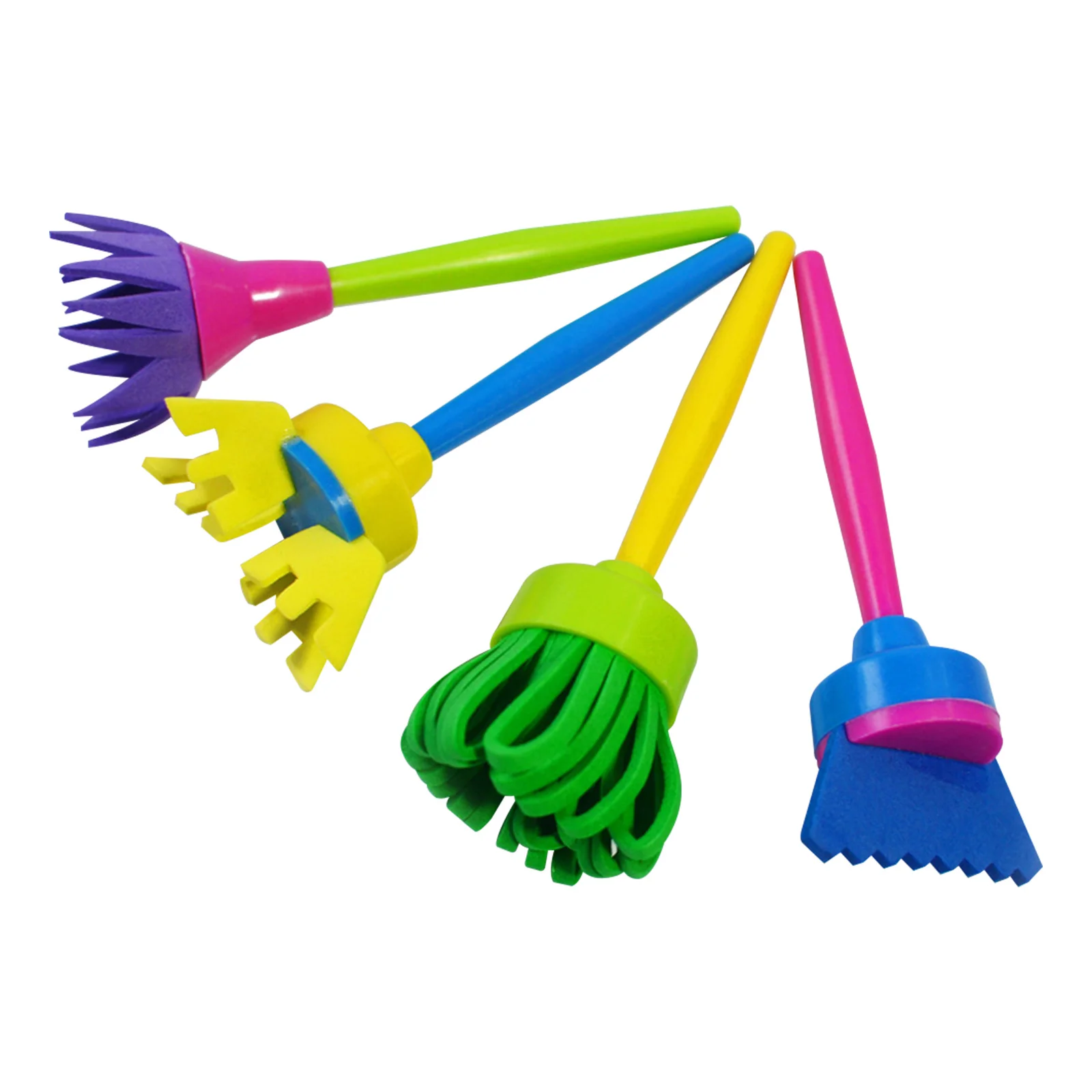 

4pcs Creative Painting Tools For Diy Art Sponge Brush Set Washable Handle Prevents Mess Graffiti Craft Kit