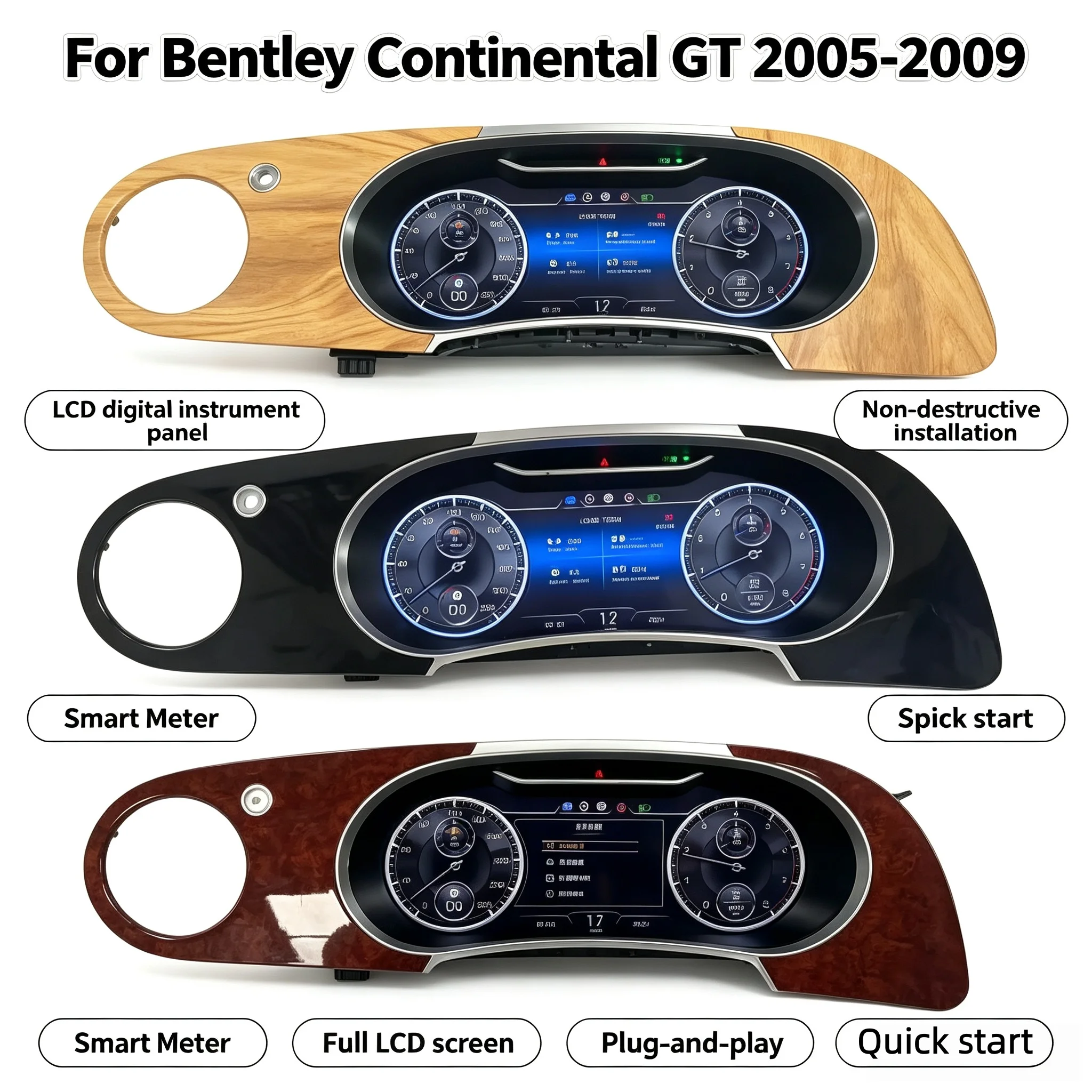 RHD/LHD  Car Digital Cluster For Bentley Continental 2005-2009 Car LCD Instrument Panel Virtual CockPit Speed Meter Dashboard