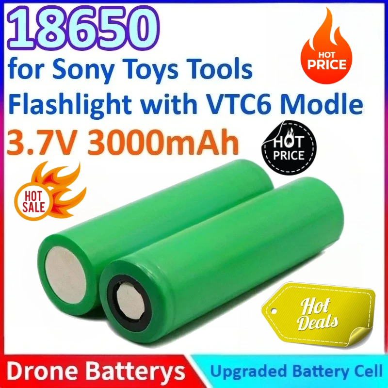 

New 30A 3000mAh 3.7V 18650 Battery General-purpose Lithium Ion Battery for Sony Toys Tools Flashlight with VTC6 Modle
