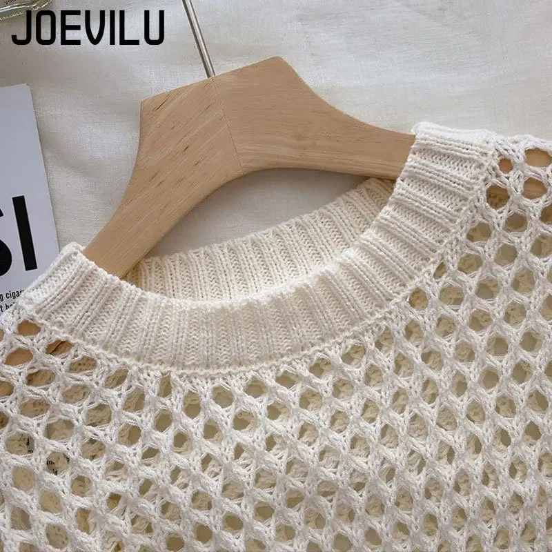 Hollow Out Knit Crop Top Women\'s Slim Fit Long Sleeve Pullover Spring Summer Casual Shirts Korean Fashion Streetwear Blouse Y2k