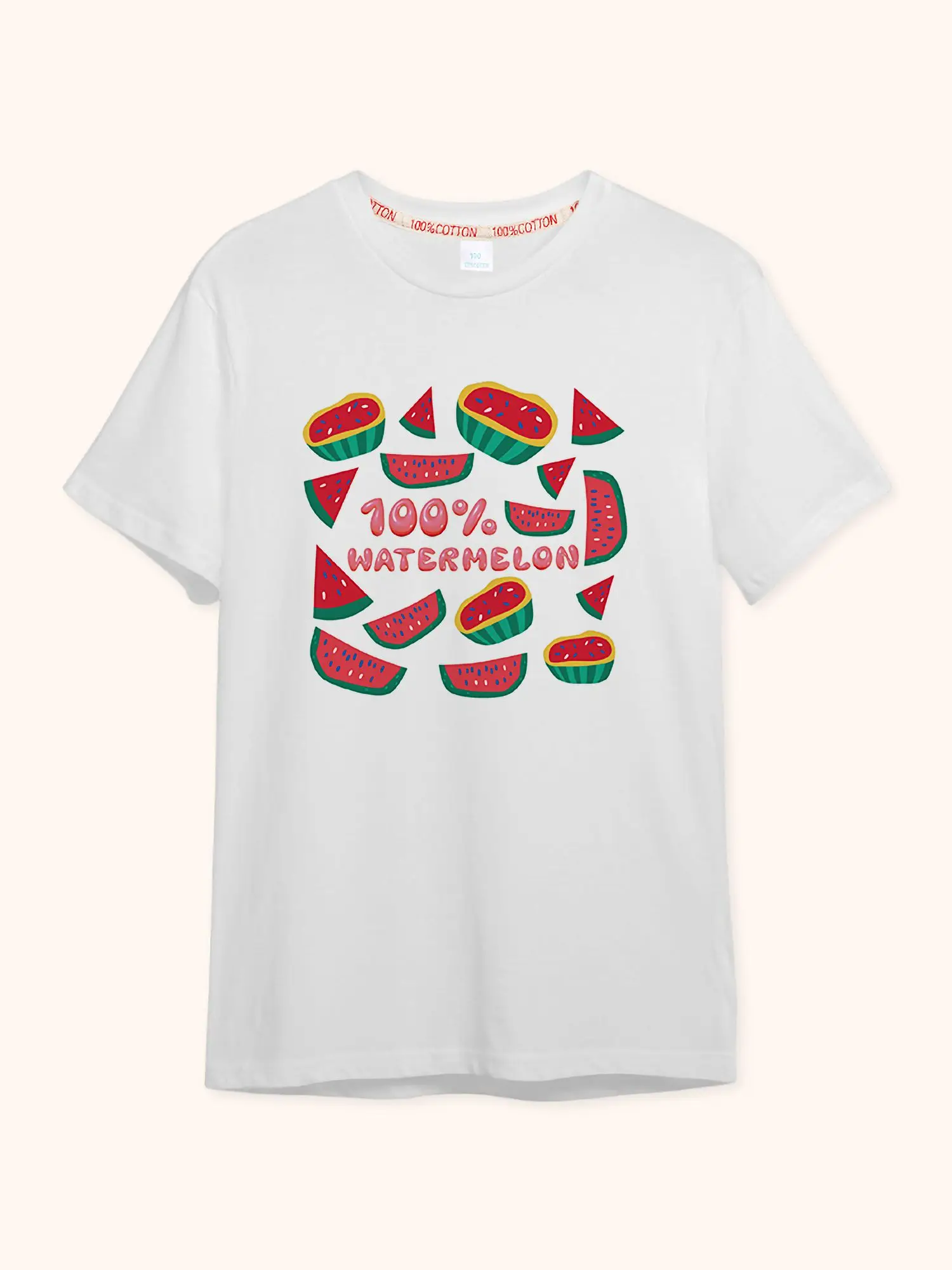 

Petite Picnic Adorable Girls' Short Tee watermelon pattern White New 2024 Summer Girl's Clothing