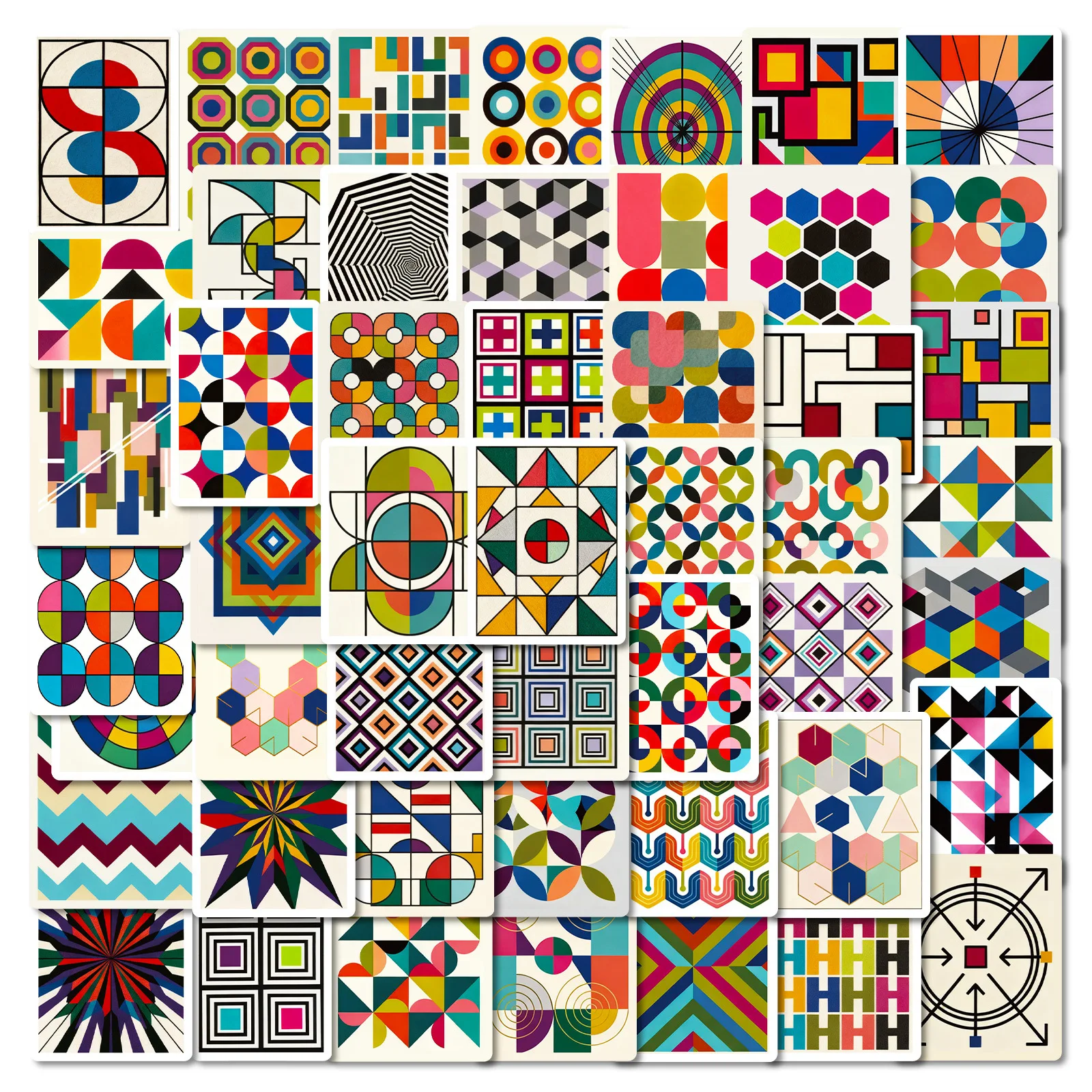 56PCS Geometric Abstract Stickers Colorful Art Pattern Waterproof Decals for Laptop Phone Case Motorcycle Helmet Stickers