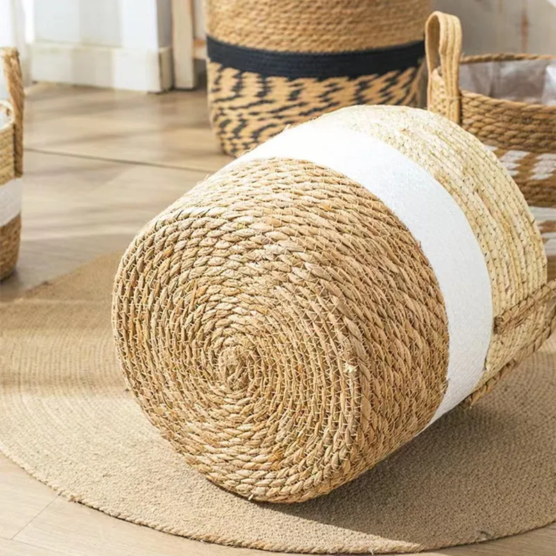 Fancy Wicker Planter Basket Natural Flower Pot Home Decor Garden Bamboo Seagrass Storage Baskets Toy Holders