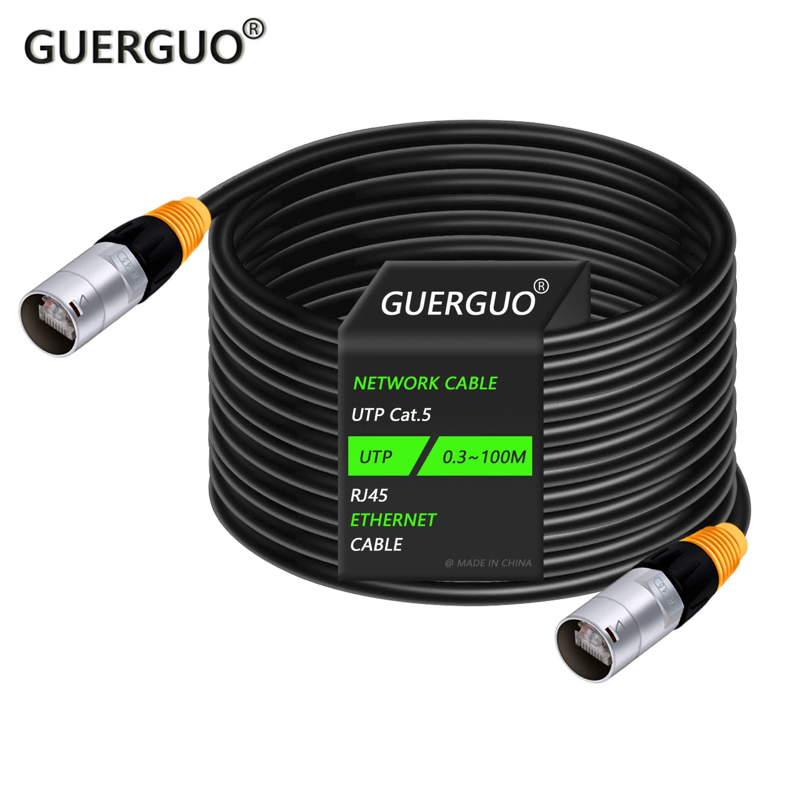 0.3M-100M Cat5/Cat6 UTP Stage Ethernet Extension Cable Waterproof Outdoor&Indoor LAN Network Cable-Zinc Alloy RJ45 Connector