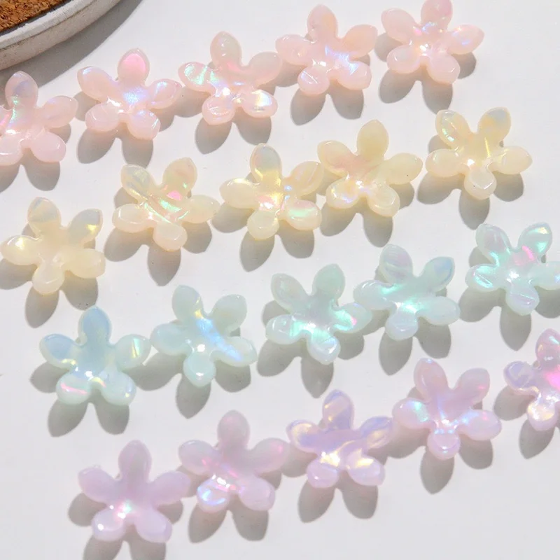 

Оптовая продажа, 100 шт./лот, 15 мм, акриловые бусины с цветной печатью в форме мультяшных цветов, без отверстия, для рукоделия, украшений, аксессуаров для одежды и волос