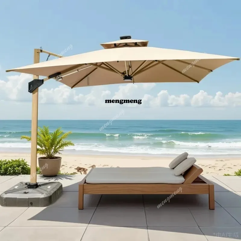

Electric Heavy-Duty Cantilever Parasol 360° Rotating Sun Umbrella for Hotels & Restaurants