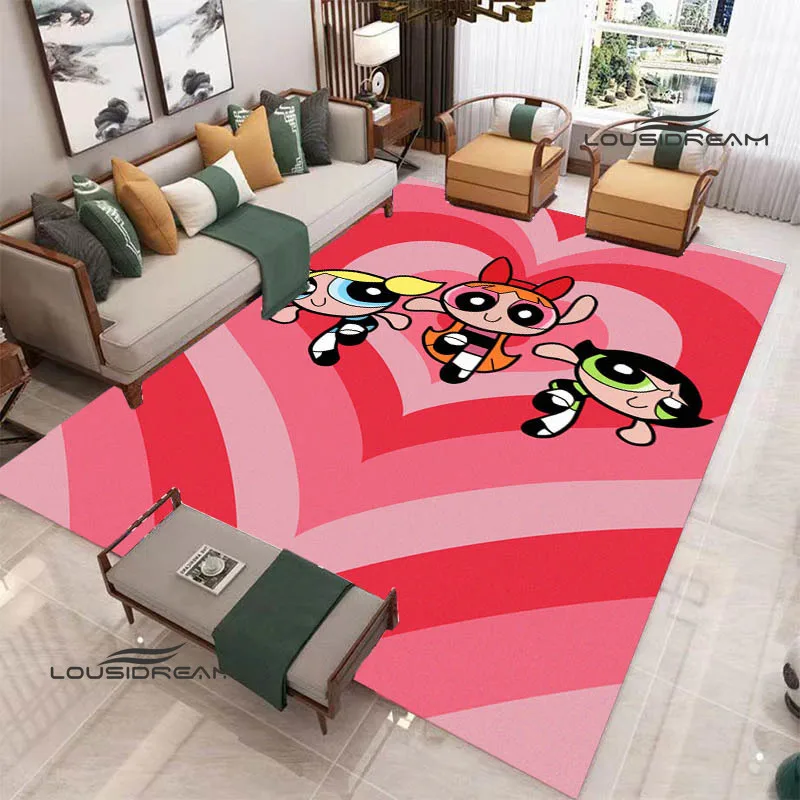 3D P-Powerpuff-Girls Cartoon carpet Non -slip carpet bedroom decoration living room decoration washroom floor mat birthday gift