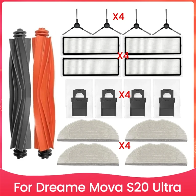 X11A Accessories Kit For Dreame Mova S20 Ultra Vacuum Cleaner Parts Main Side Brush Mop Pads Hepa Filter Dust Bags