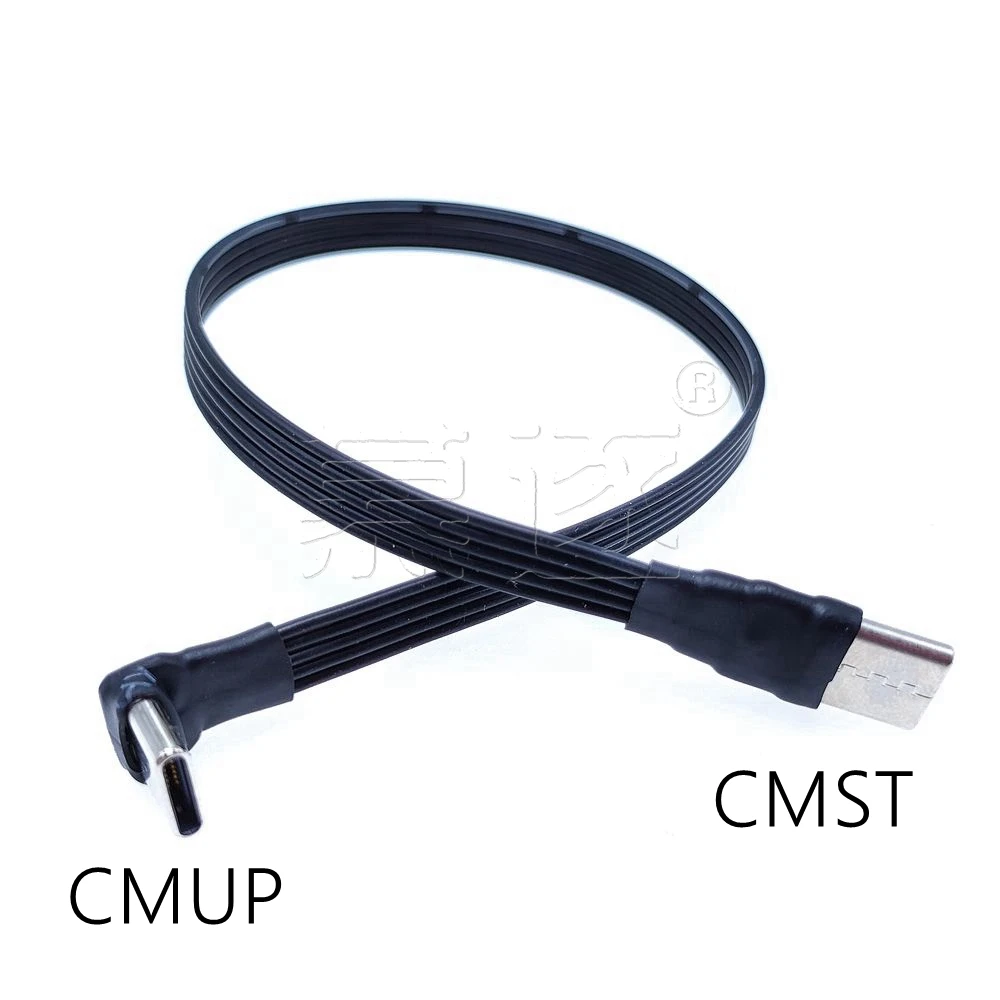 0,1M-1M USB 2.0 Tipo C para Tipo C Cabo de Extensão Plana Dobrável 90 °   Ângulo USB-C Masculino Feminino FPC FPV Cabo de Fotografia Aérea 5CM