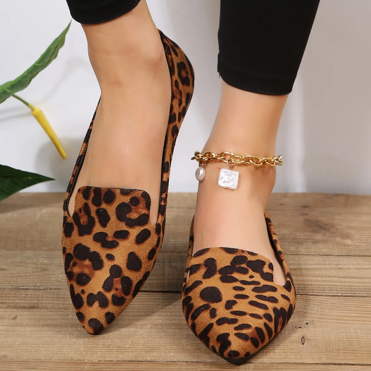 BCEBYL Loafers Flats Leopard Pointed Toe Casual Women Shoes New Comfortable Walking Mujer Zapatos:Wear-resisting