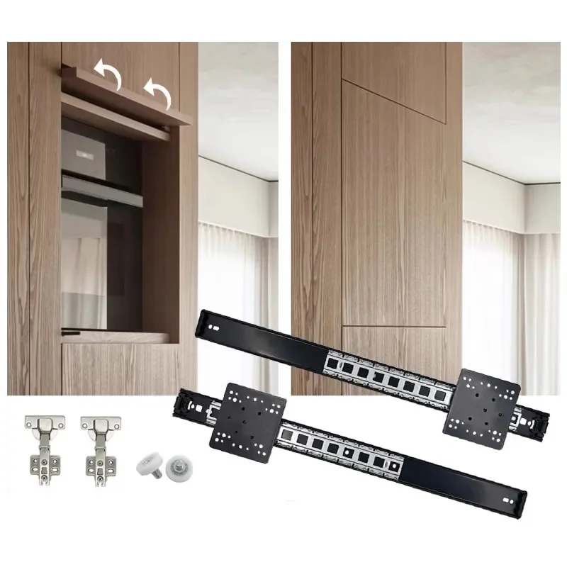 Cabinet door plug-in slide rail upturn hinge Hidden swing slide track for wardrobe folding TV cabinet Swing