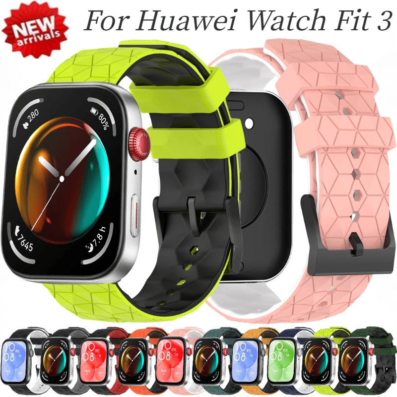 Soft Silicone Strap For Huawei Watch Fit 3 Sports Football Pattern Replacement Bracelet Wristband For Huawei Watch Fit 3 Correa