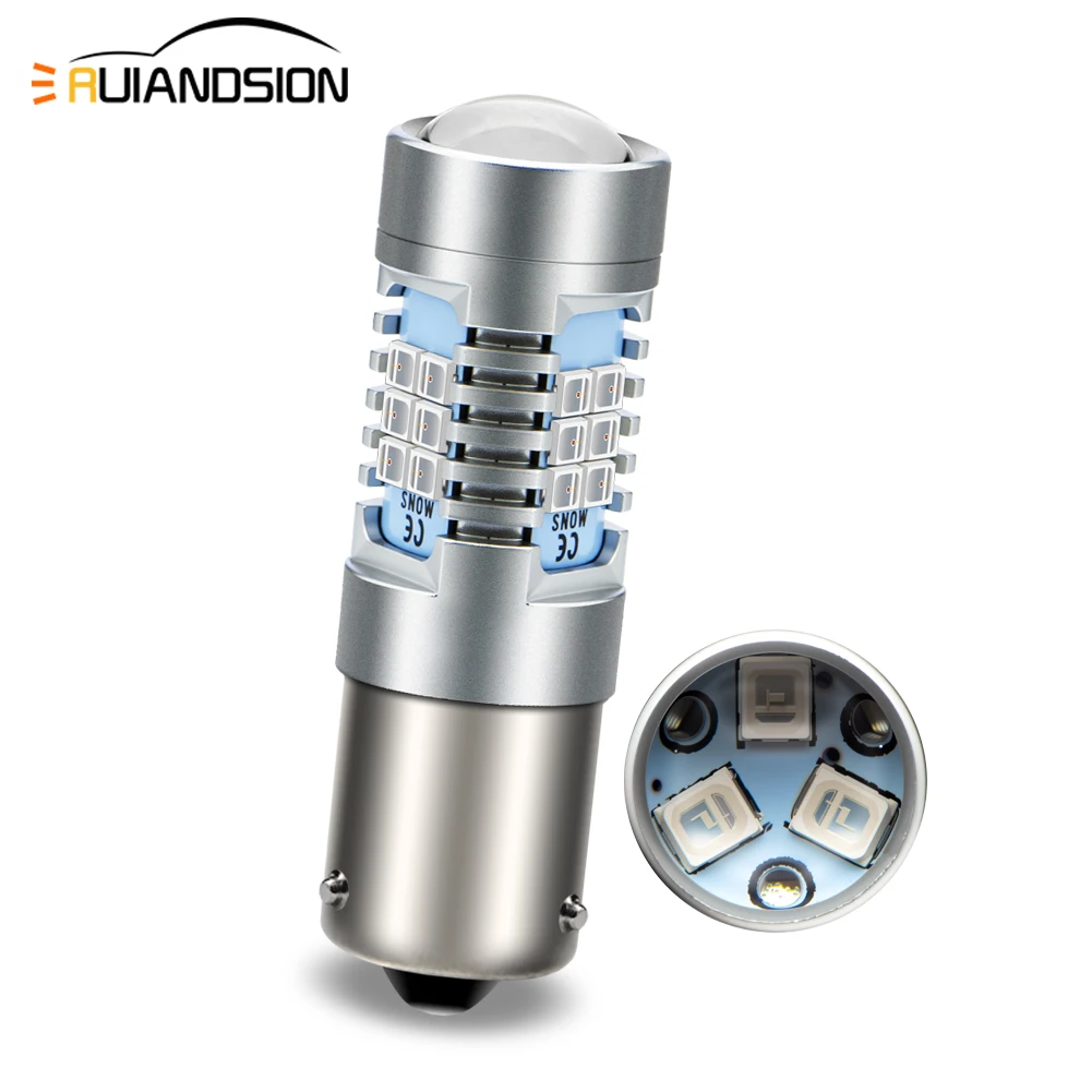 Ruiandsion 2 szt. Akcesoria samochodowe Światło sygnalizacyjne BAW15D PR21/5W LED Żarówka hamowania i postojowa 10-30V Pasuje do 12V24V Ciężarówki Tylne światło cofania Czerwone