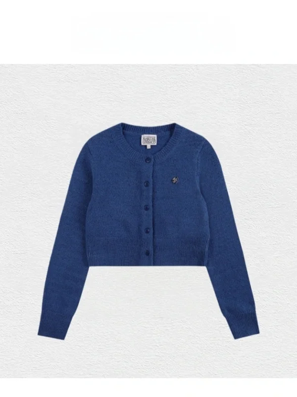 Fletta Bloom High True Marithe Camere Knitted Open Cardigan Sweater Outerwear Korean Sle Slim Fit Long Sve ort Length