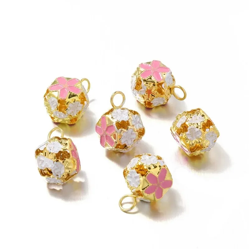 10/20 قطعة أجراس خمر سحر زهر الكرز أجراس الحديد Janpanese أجراس جوفاء قلادة DIY بها بنفسك الحرفية المفاتيح معلقة #4