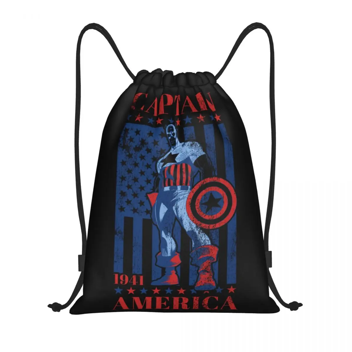 Custom Vintage Captain America 1941 zaino con coulisse borse donna uomo leggero palestra sport Sacks Sacks per viaggiare