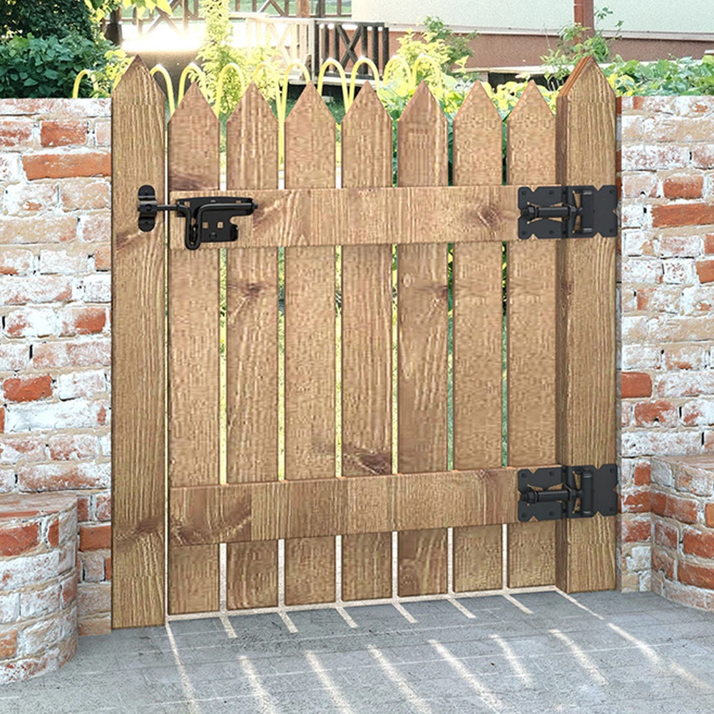 Garden Shed Locks Black Sliding Latch Bolt Sturdy Iron Construction Wear Resistant Coating Weather Resistant Design