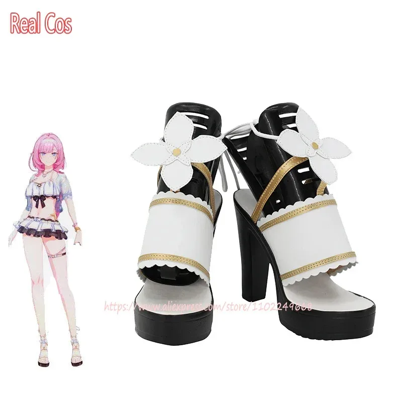 

RealCos Game Honkai Impact 3 Elysia Cosplay Shoes Women Summer Sandal Halloween Carnival Boots Cosplay Prop Custom Made