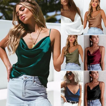 Camiseta sin mangas con espalda descubierta para mujer, camisola Sexy con estampado de leopardo y cuello en V, Top corto de satén Vintage Y2k, ropa básica espagueti para mujer