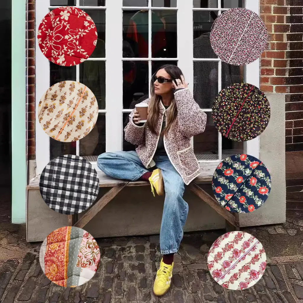 Balsycheng بقعة جديدة دافئة الخريف والشتاء سترة مبطنة بالقطن سترة نسائية مبطنة بالقطن مطبوعة جديدة #1