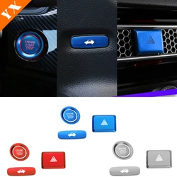 Aluminum Blue Trim Car Engine Start、tail Door、warning Light Switch Button Sticker Cover For Honda Civic 2022 2023 Accessories