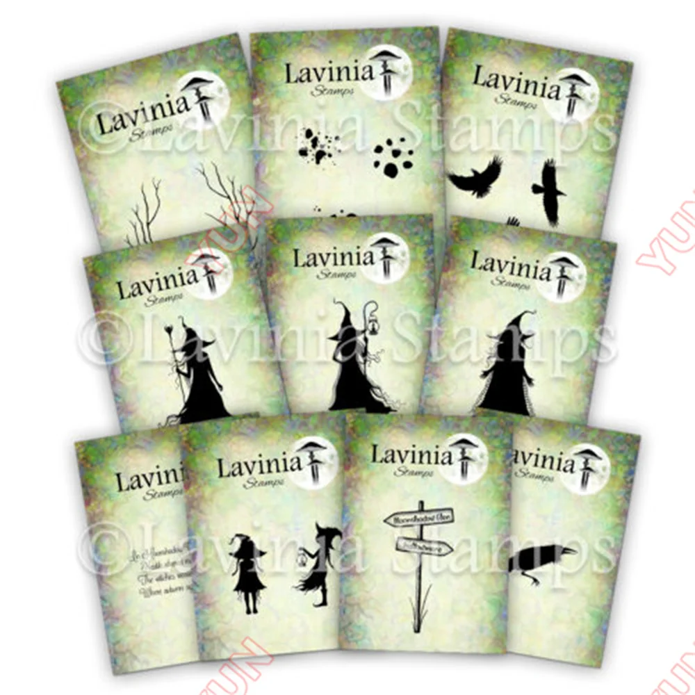 Lavinia Stamps Midnight Coven 17-teiliges Halloween-Hexen-Silhouette-Set mit Klarsichtstempeln für Scrapbooking, Kartenherstellung, DIY-Basteldekoration, August 2026