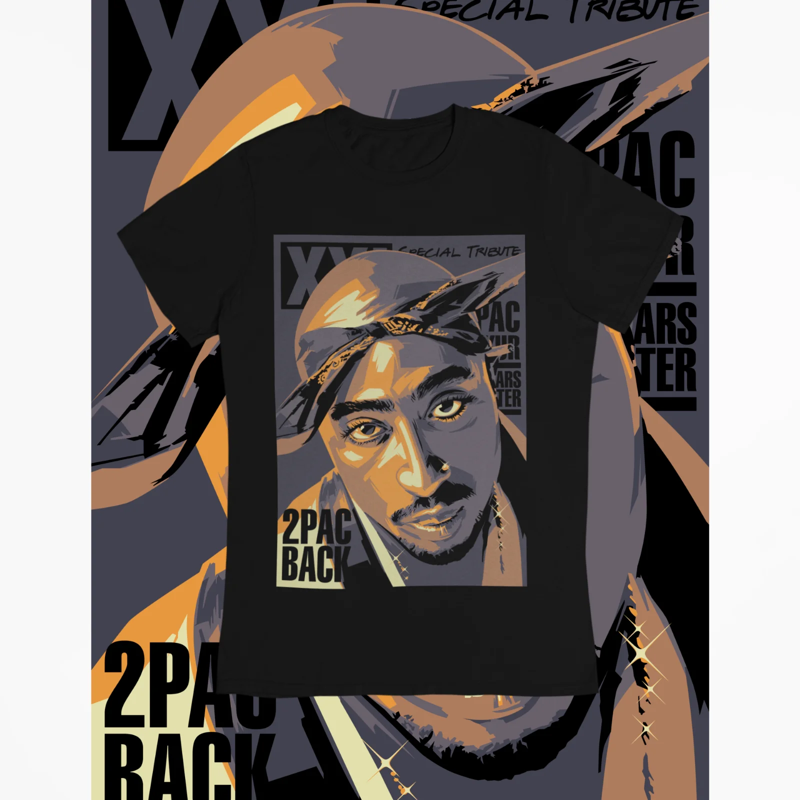 Camiseta masculina e feminina Music Rapper, camiseta preta, todos os tamanhos, 2PAC