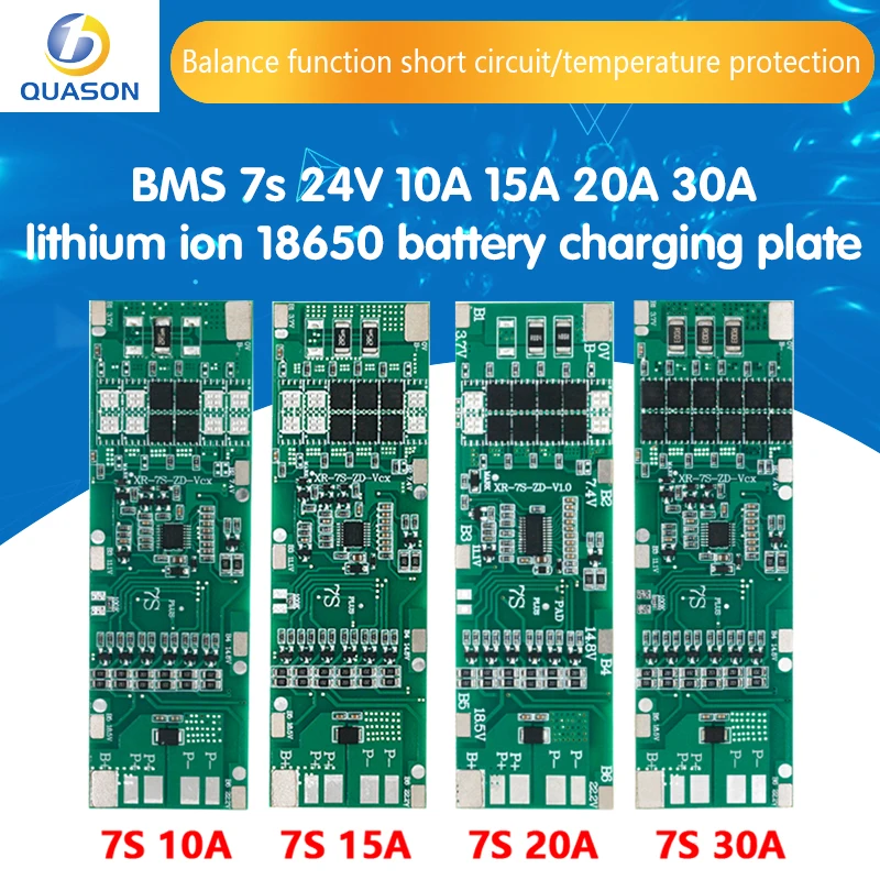 BMS 7S 24V 10A 15A 20A 30A Li-ion 18650 Battery Charge Board With Balance Function Short Circuit / Temperature Protection