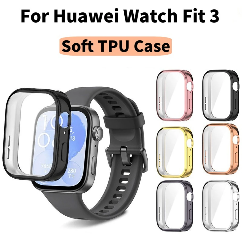 Osłona ekranu TPU na Huawei Watch Fit 3 All-Around Smartwatch platerowany miękki futerał ochronny na Huawei Fit3 zderzak