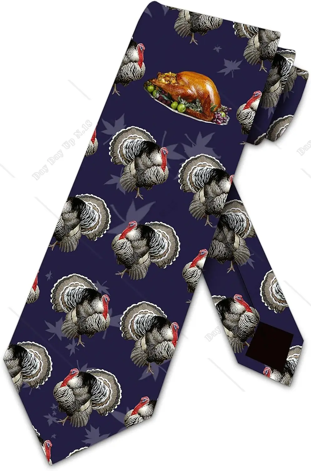 Turkey Dinner Navy Ties Mens Thanksgiving Necktie print one size