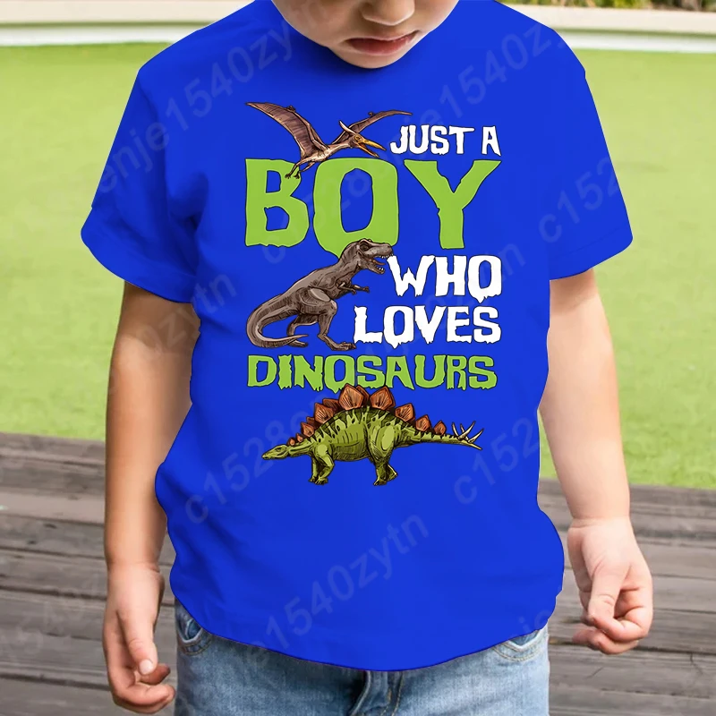 Camiseta de manga corta de verano para amantes de los dinosaurios, camiseta con estampado animal Just a Boy Who Loves Dinosaurs para niños