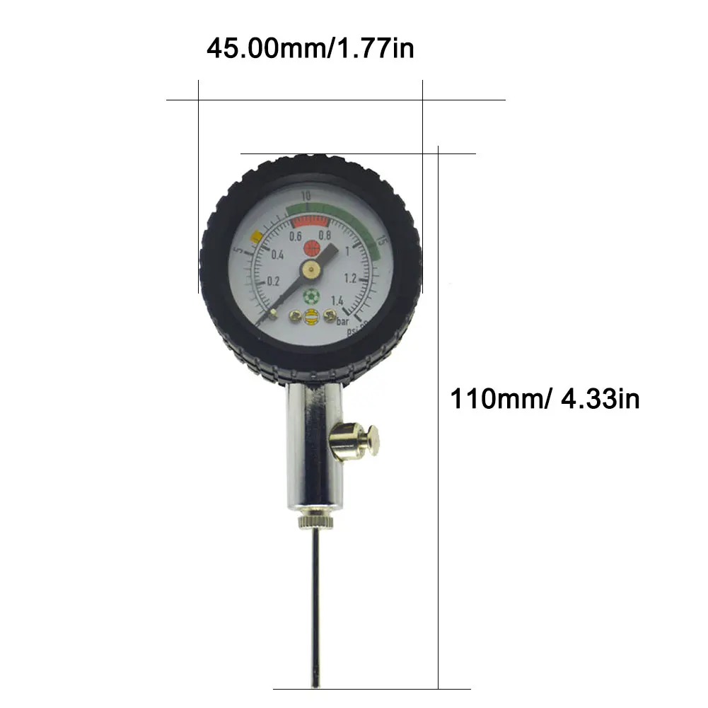 1 Uds medidor de presión de fútbol de acero inoxidable medidor de presión de balón de fútbol reloj de aire fútbol voleibol baloncesto barómetros