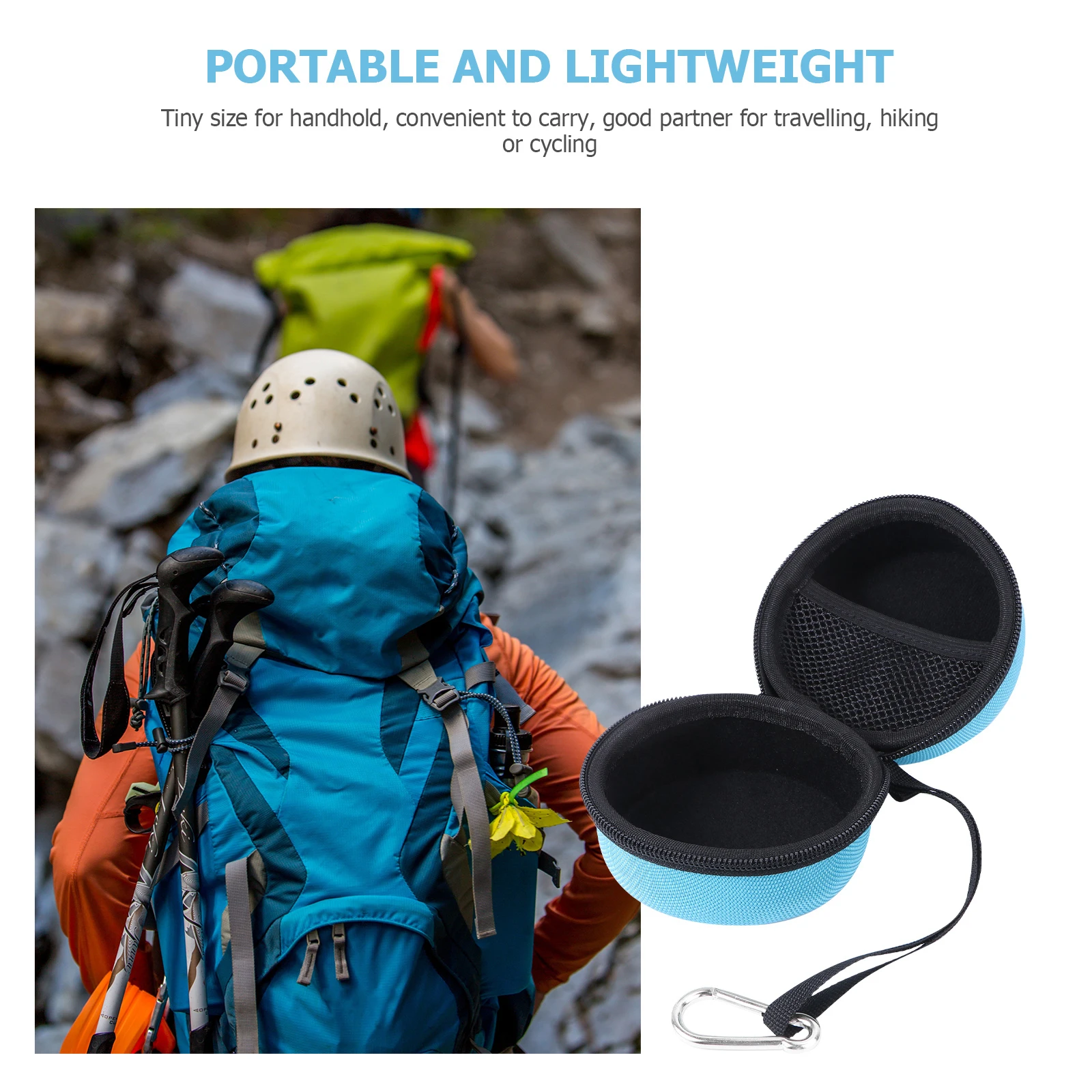

Speaker Storage Bag Sky Blue Compact Lightweight For Outdoor Travel Hiking With Carabiner Hook Cable Organizer Bands