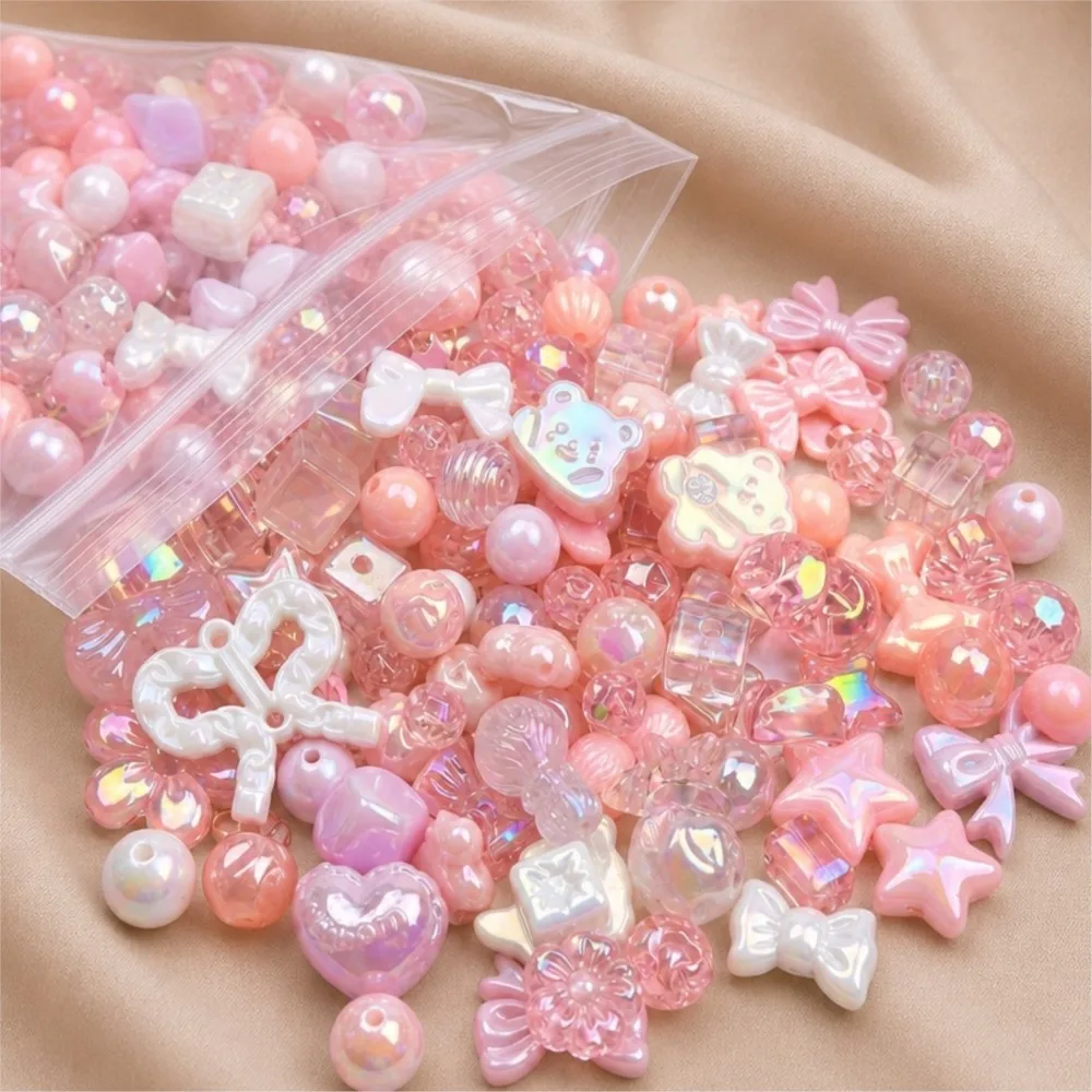 50g Random Mix UV Plated Acrylic Bead Flower Heart Round Beads for Phone Chain HandmadeBracelet Jewelry Making DIY Accessories