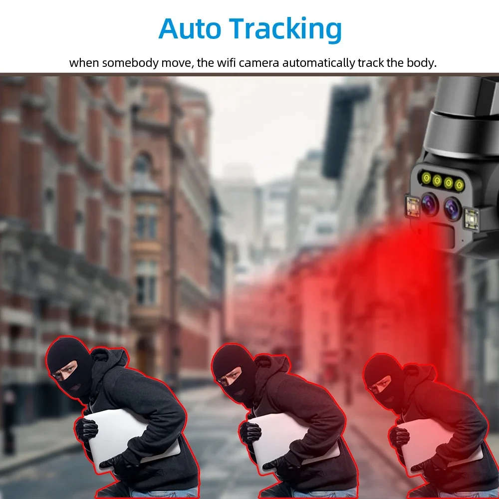 8MP 4K PTZ IP Security Camera 10x Zoom Dual Lens Auto Tracking Outdoor CCTV Wifi Video Surveillance Camera Color Night Vision