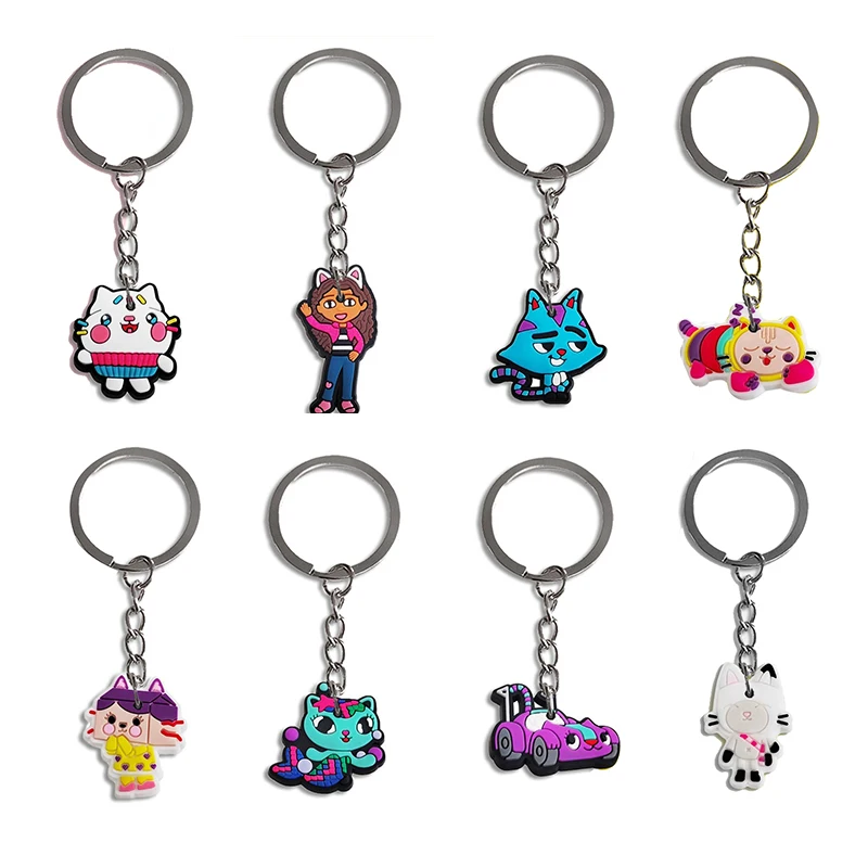 

8pcs/Set Gabby's Dollhouse Keychains Soft PVC Keyring Theme Kids Party Gift