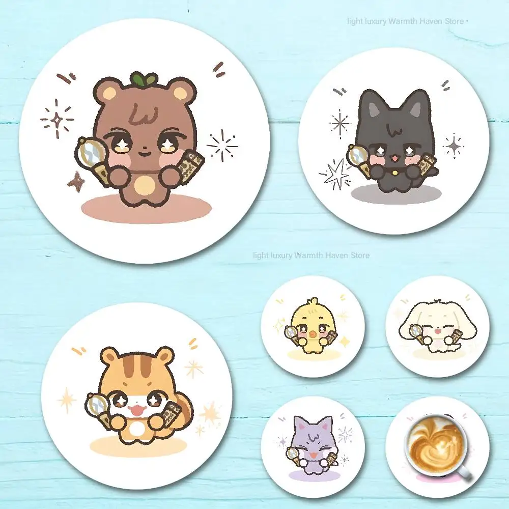 Cartoon Cute A-ANITEEZS-S Round Anime Wooden Coasters DIY Decorations Birthday Valentine Gifts