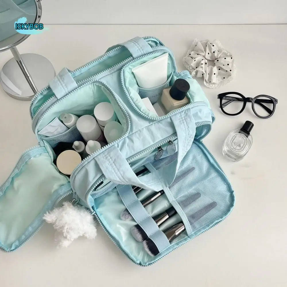 

Portable Multi-pouch Travel Cosmetic Bag Waterproof Multifunction Makeup Pouch Bag Nylon Puffy Travel Wash Bag Female/Girls