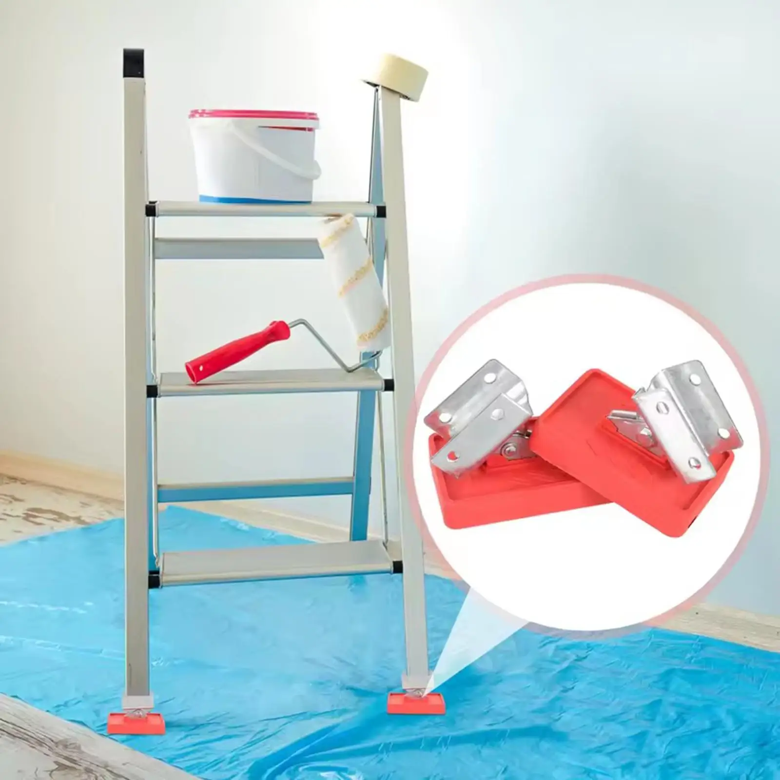 2x Step Ladder Feet Covers Rubber Pads Stabilizer Pads Leg Caps Easily Installation Wear Resistant Anti Skid Ladder Feet Mats