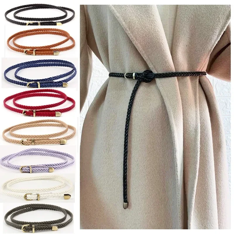 

New Perforated Woven Belts Women's Needle Buckle Retro Casual Versatile Thin Belt Hot Female Waist Rope Dress Decoration 2023