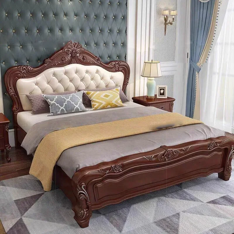 

High End Nordic Double Bed Designer Whitr Villa Platform Luxury Twin Bed Frame Modern Sleeping Camas Matrimonial Household Items