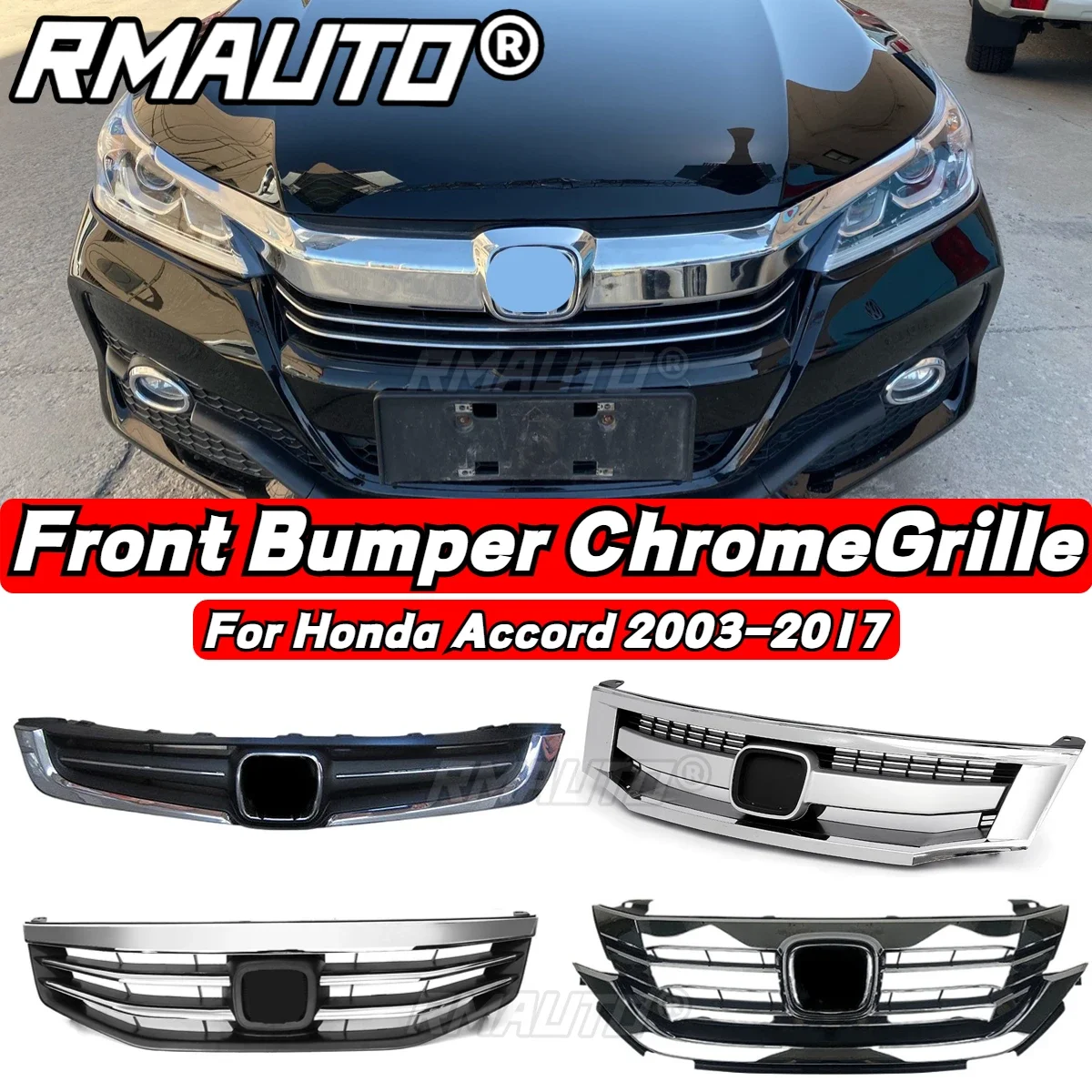 Accord Grill Chrome Silver Car Front Bumper Grille Racing Grill Body Kit For Honda Accord 2003-2022 2008 2009 Car Accessories