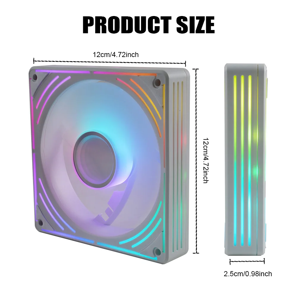 MANMU Ventola da gioco con custodia ad alto volume d'aria Ventola per computer Argb 120mm Ventola per PC con custodia per CPU di raffreddamento