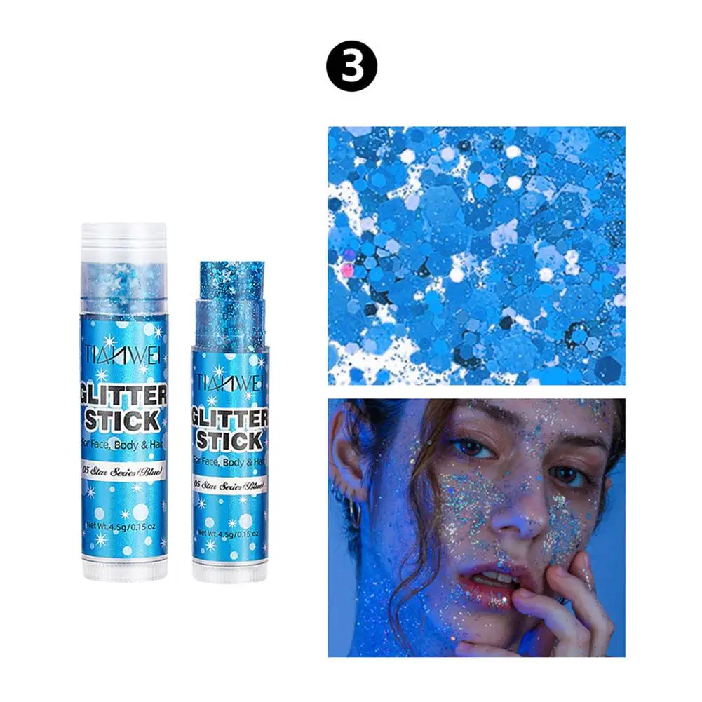 Glitzer-Pailletten-Stick Funkelndes Gel Schimmerndes Langanhaltendes Gesichts-, Lippen-, Haar-, Körper-Make-up für Party, Festival, Bühne, Kosmetik-Creme-Gel Neu – Detail 15
