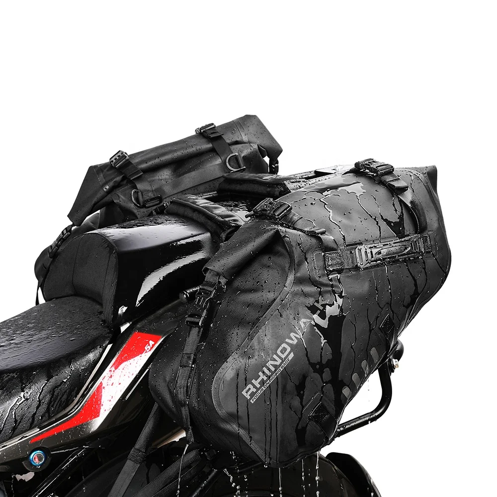 Rhinowalk Waterproof Motorcycle Saddlebag Motorbike Luggage Two Piece Pannier Seat Pack for Motorcycles