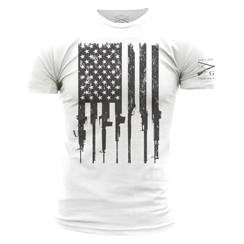 White Rifle Flag Military Training Tactics Brand Graphic Tee Cotton Mens Womens T-Shirt Outdoor Top